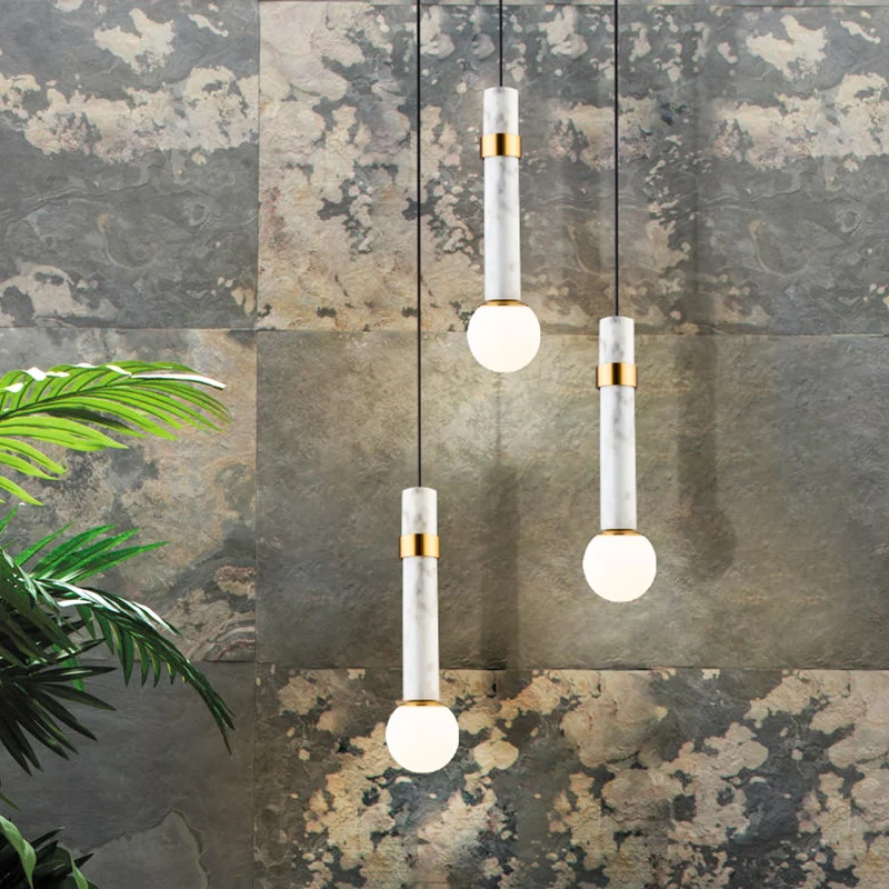 Marmeren cilindrische schaduw ophanglamp Eenvoud Enkele hanglamp