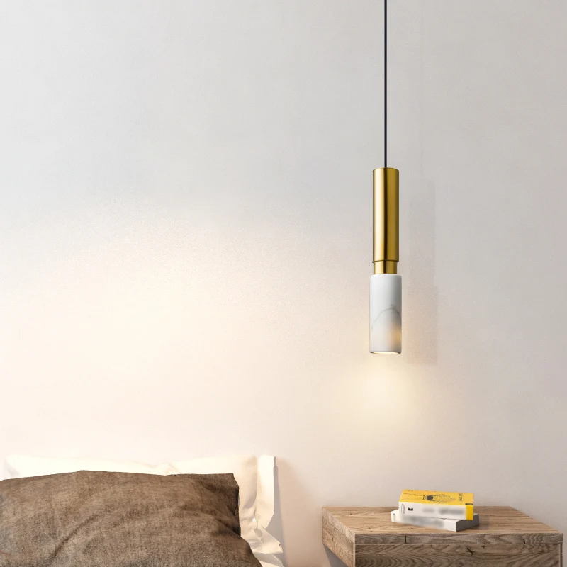 Marmeren cilindrische schaduw ophanglamp Eenvoud Enkele hanglamp