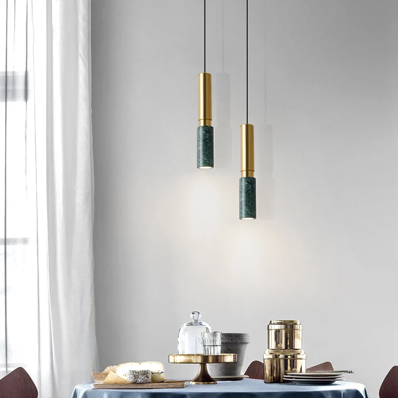 Marmeren cilindrische schaduw ophanglamp Eenvoud Enkele hanglamp
