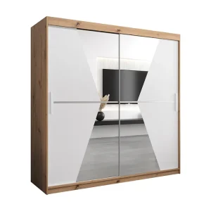 Maroko kledingkast met schuifdeuren 200/200/62 2 deuren (artisan/wit)