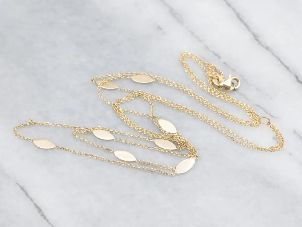 Marquise-Link Tweevoudig Strand Italian Gold Station Chain