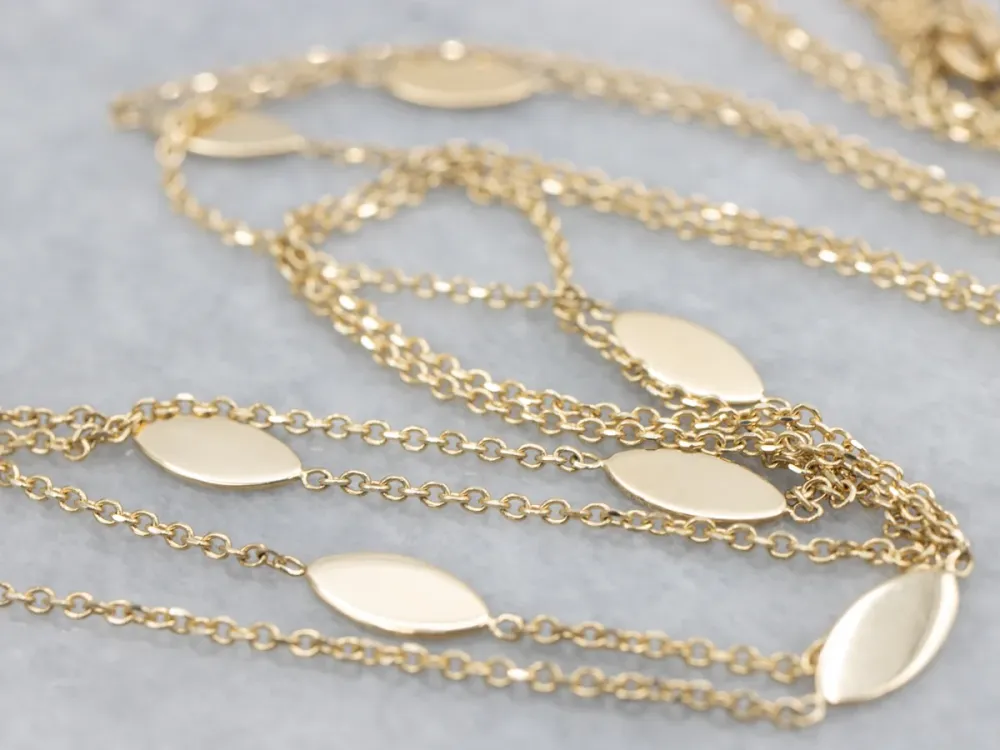 Marquise-Link Tweevoudig Strand Italian Gold Station Chain