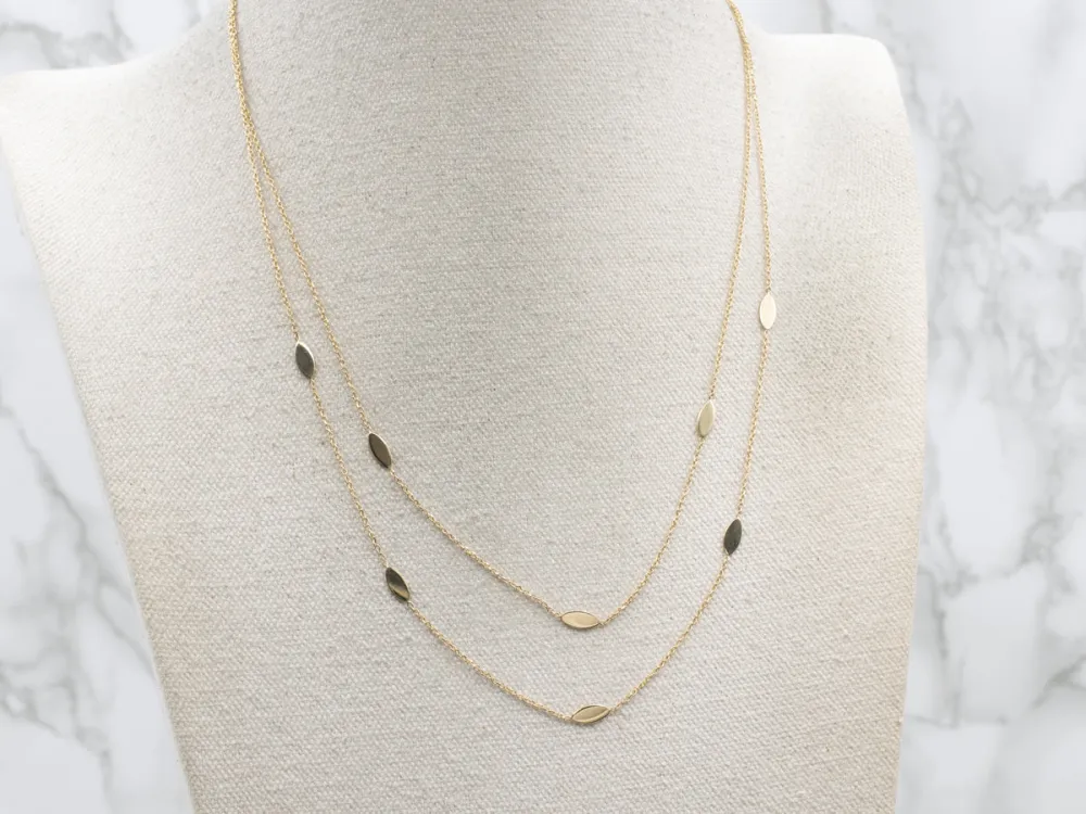 Marquise-Link Tweevoudig Strand Italian Gold Station Chain
