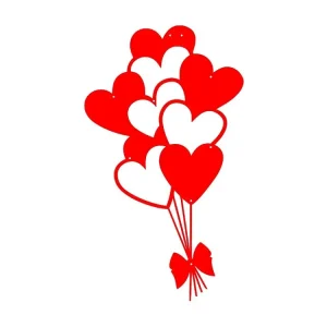 Metalen Decoratie Hart Ballonnen 2, Rood, 35x1,5x60 cm, EPIKASA