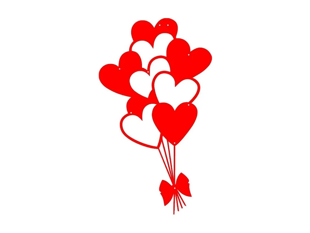 Metalen Decoratie Hart Ballonnen 2, Rood, 35x1,5x60 cm, EPIKASA