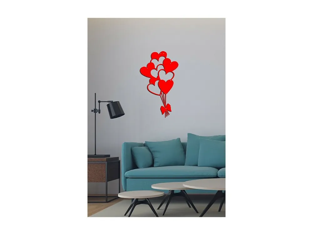 Metalen Decoratie Hart Ballonnen 2, Rood, 35x1,5x60 cm, EPIKASA