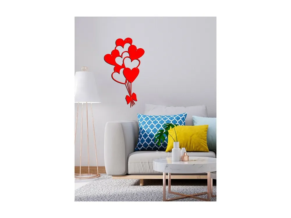 Metalen Decoratie Hart Ballonnen 2, Rood, 35x1,5x60 cm, EPIKASA