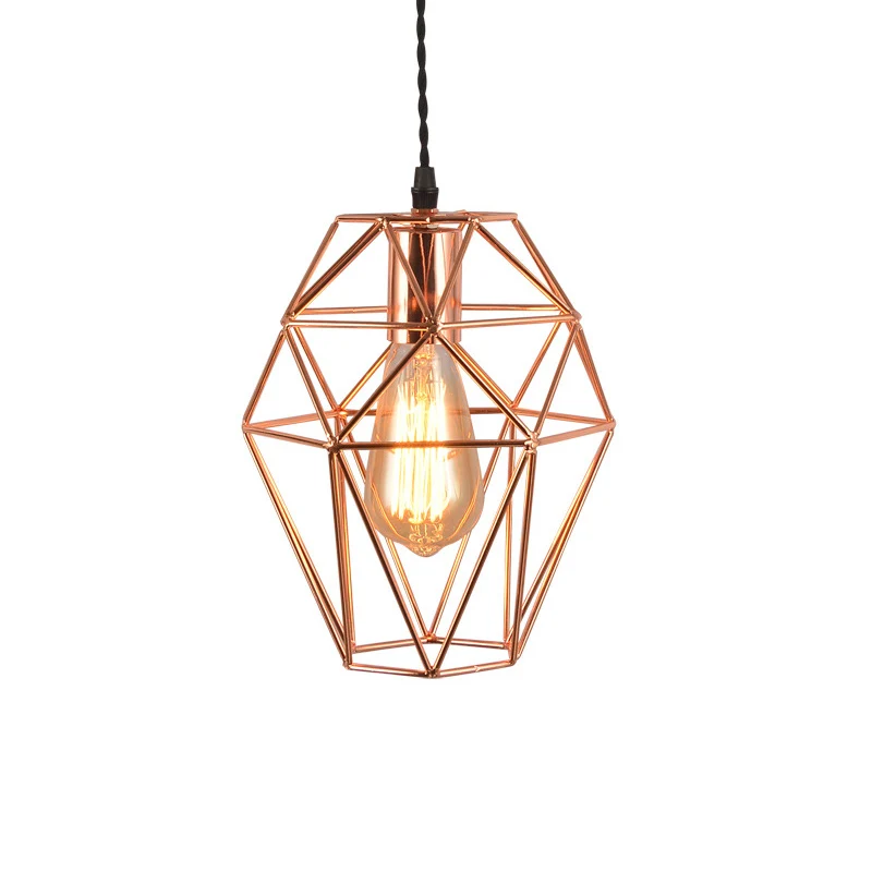 Metalen geometrisch gevormde hanglamp Eenvoud 1-lichts eetkamer hanglamp rosé goud