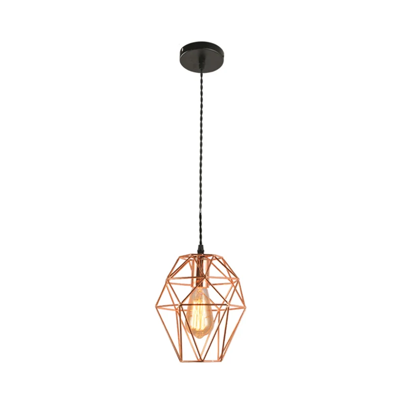 Metalen geometrisch gevormde hanglamp Eenvoud 1-lichts eetkamer hanglamp rosé goud