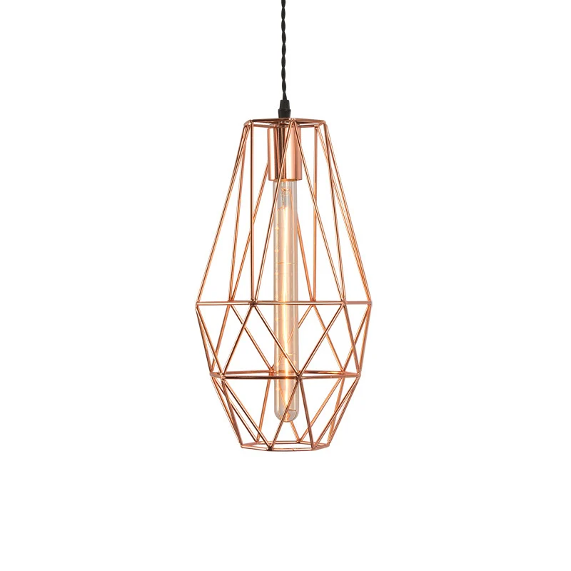 Metalen geometrisch gevormde hanglamp Eenvoud 1-lichts eetkamer hanglamp rosé goud