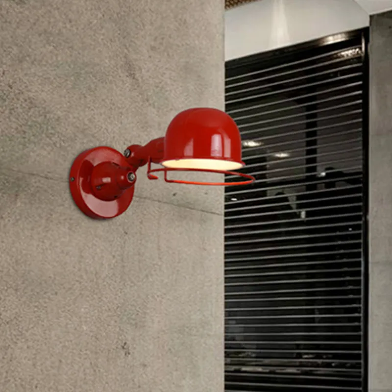 Metallic Dome Shade Wall Lighting Vintage Style 1 Light Bedroom Pivotbaar Sconce Light Ring White/Red White