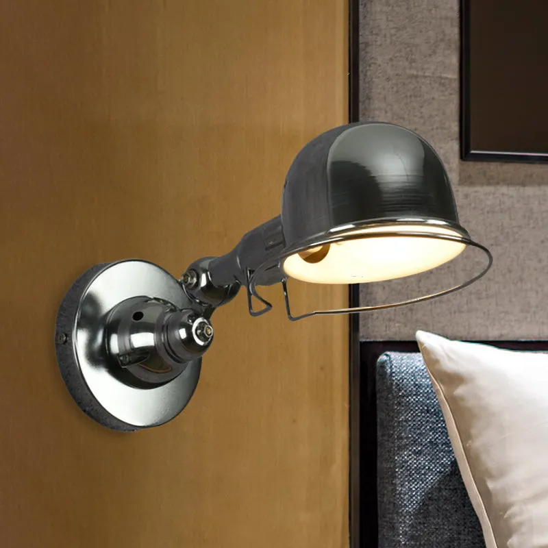 Metallic Dome Shade Wall Lighting Vintage Style 1 Light Bedroom Pivotbaar Sconce Light Ring White/Red White