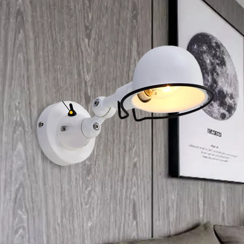 Metallic Dome Shade Wall Lighting Vintage Style 1 Light Bedroom Pivotbaar Sconce Light Ring White/Red White