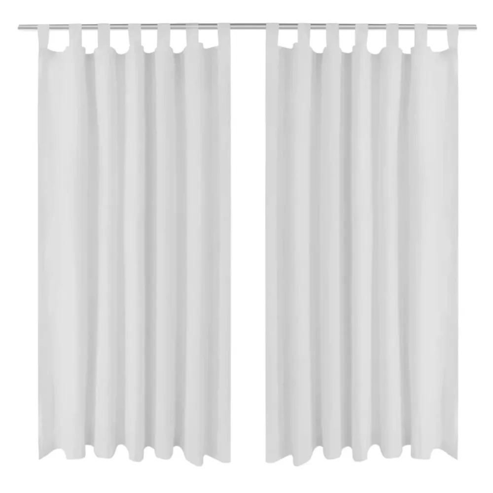 Micro-Satijnen Gordijnen met Ringen 140 x 175 cm 2 stuks (Creme)