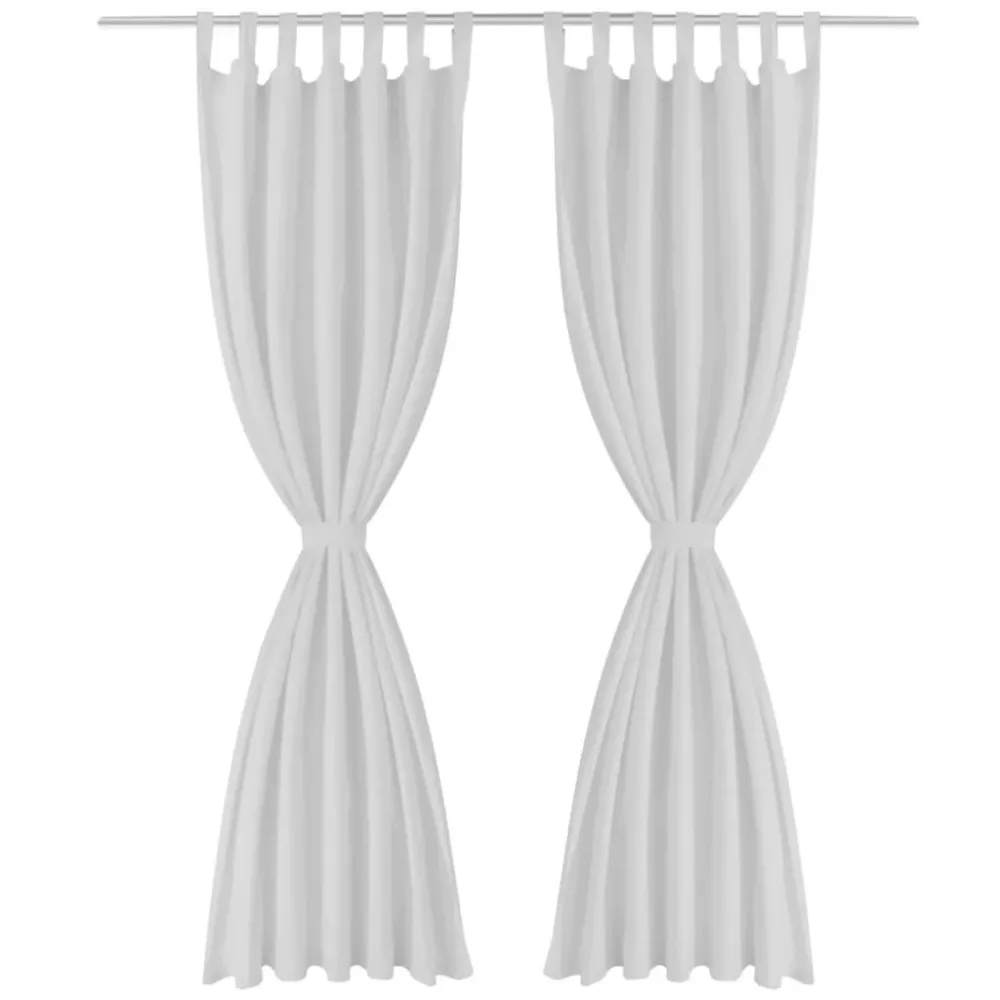 Micro-Satijnen Gordijnen met Ringen 140 x 175 cm 2 stuks (Creme)