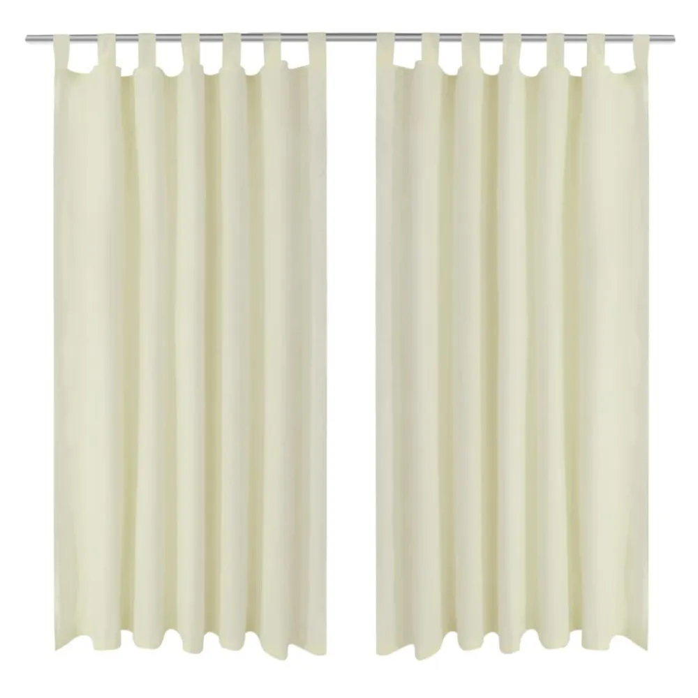 Micro-Satijnen Gordijnen met Ringen 140 x 175 cm 2 stuks (Creme)