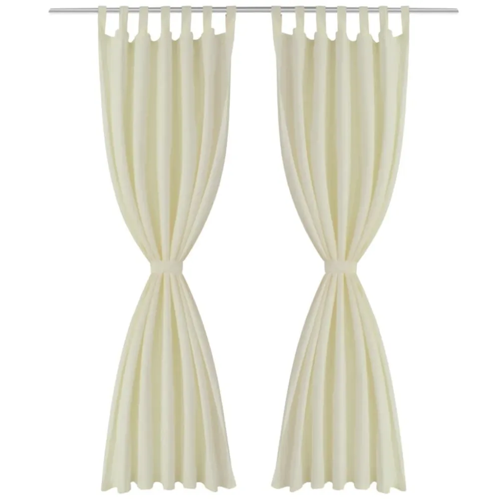 Micro-Satijnen Gordijnen met Ringen 140 x 175 cm 2 stuks (Creme)