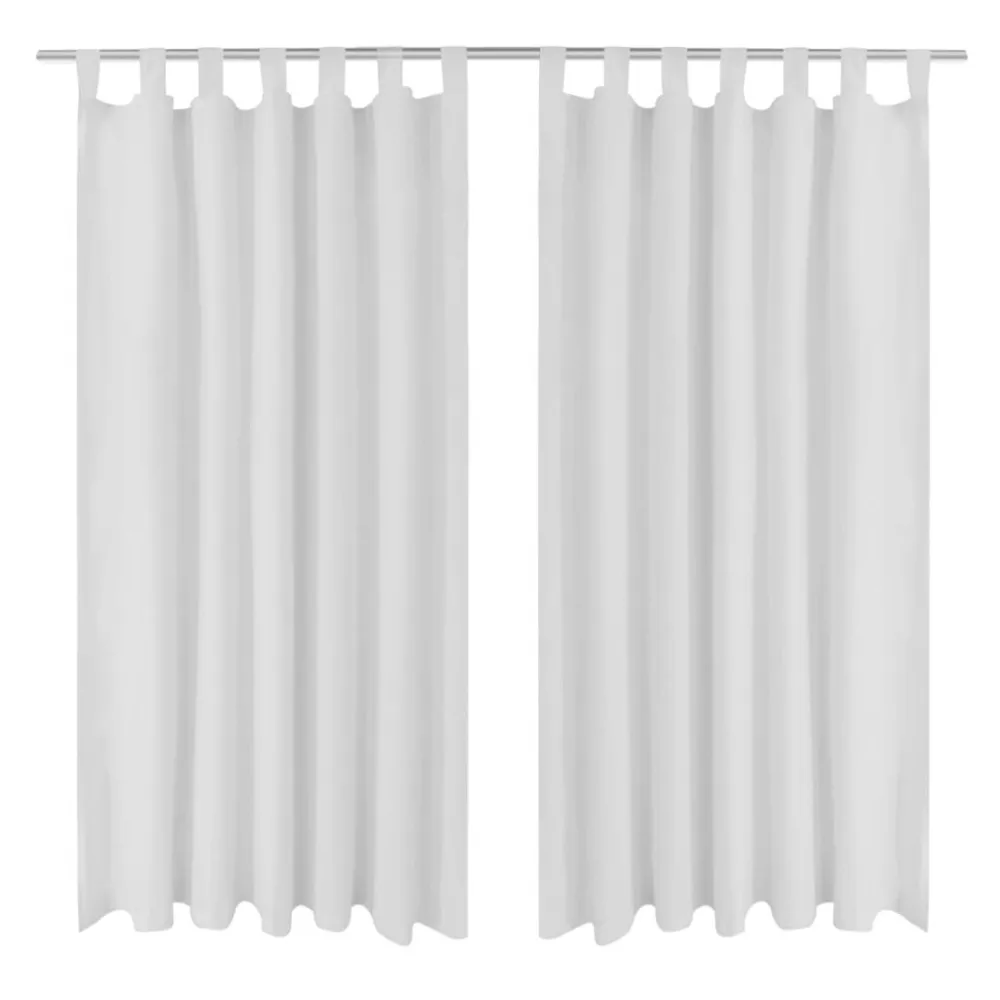 Micro-Satijnen Gordijnen met Ringen 140 x 225 cm 2 stuks (Wit)