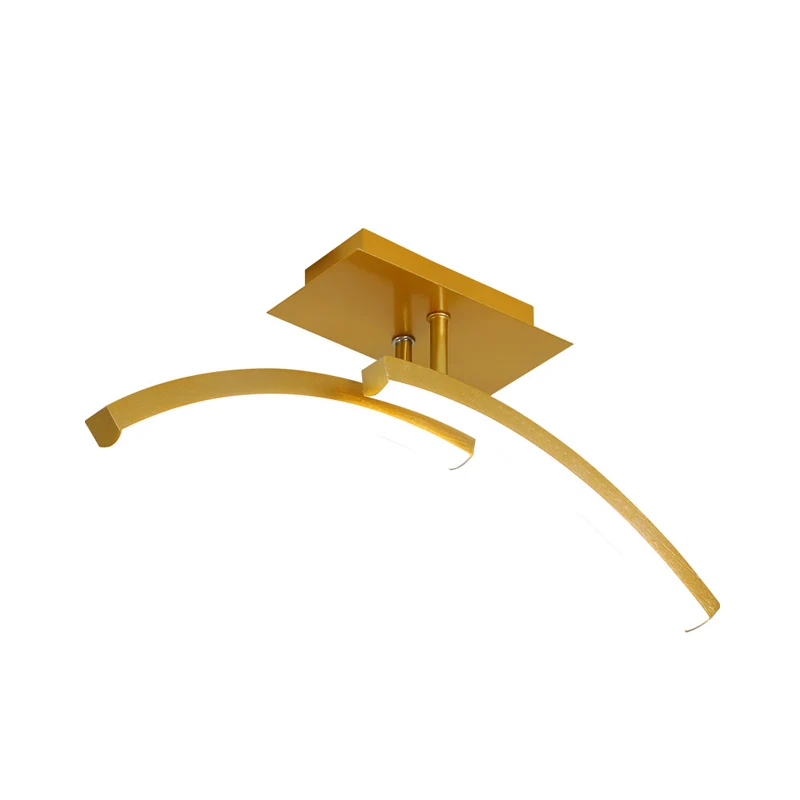 Minimal Dual Arc Semi Flush Mount Lamp Acrylic LED Corridor Flush Lighting Goud, Warm/White Light Gold
