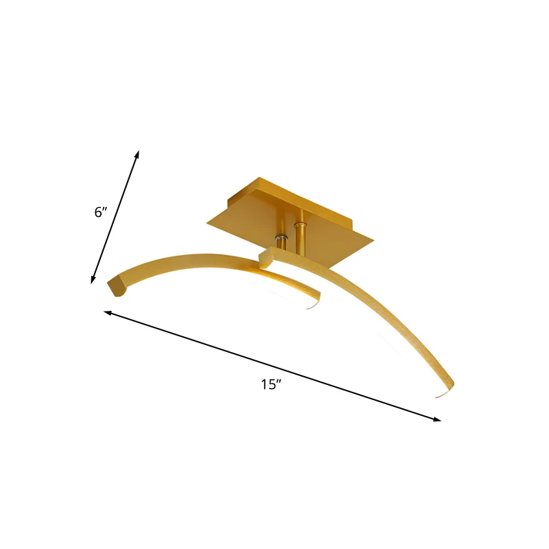 Minimal Dual Arc Semi Flush Mount Lamp Acrylic LED Corridor Flush Lighting Goud, Warm/White Light Gold