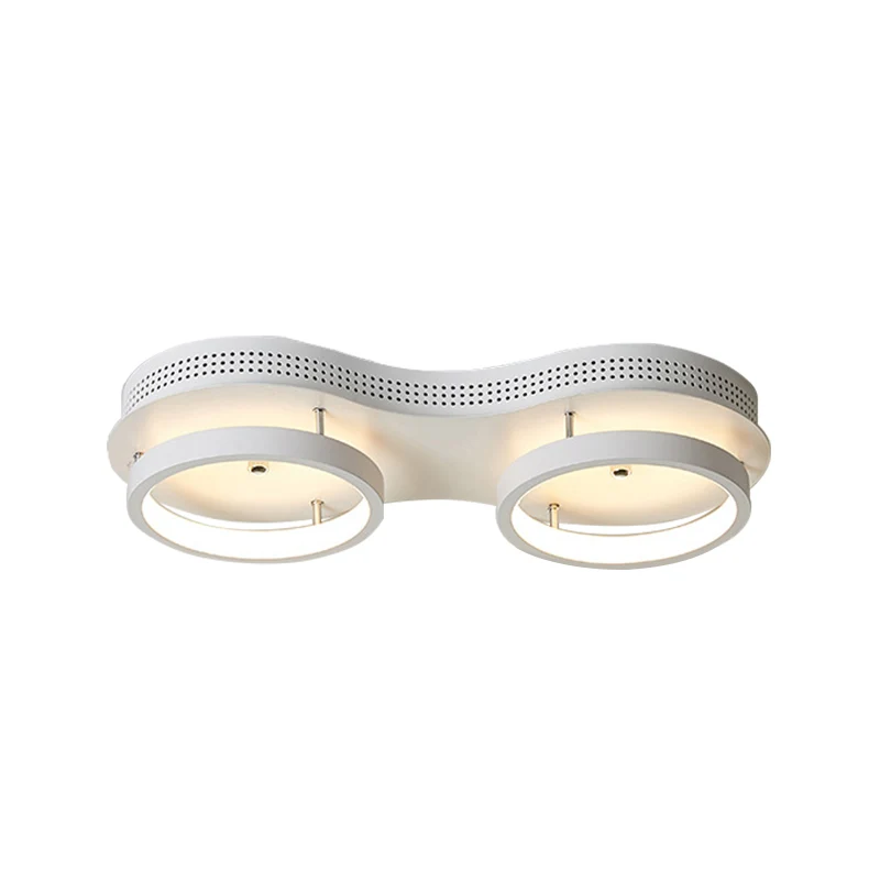 Minimale witte dubbele ronde plafondlamp acryl LED gang inbouwarmatuur warm/wit zwak