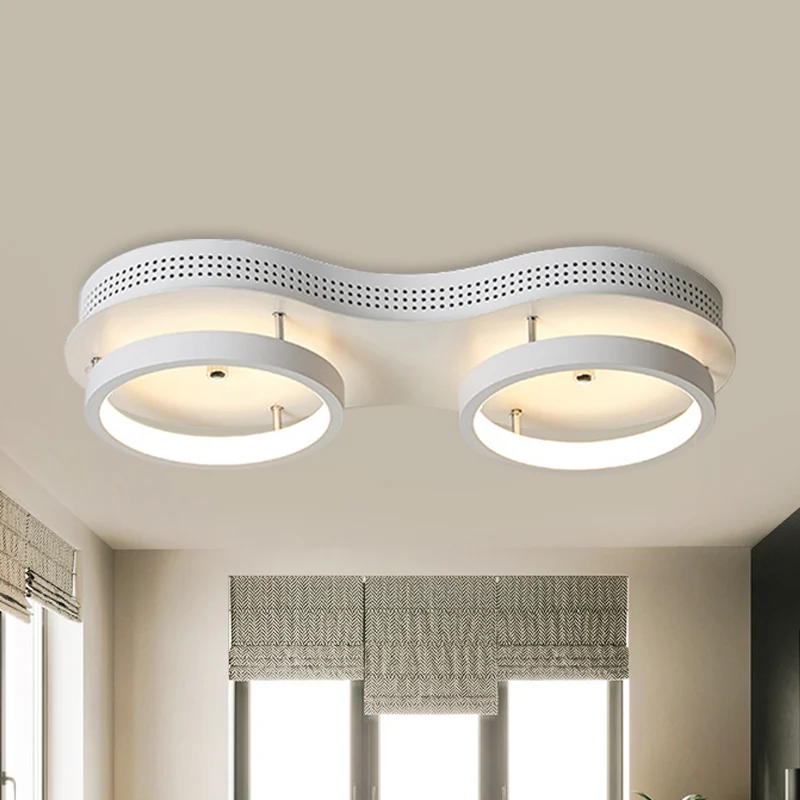 Minimale witte dubbele ronde plafondlamp acryl LED gang inbouwarmatuur warm/wit zwak