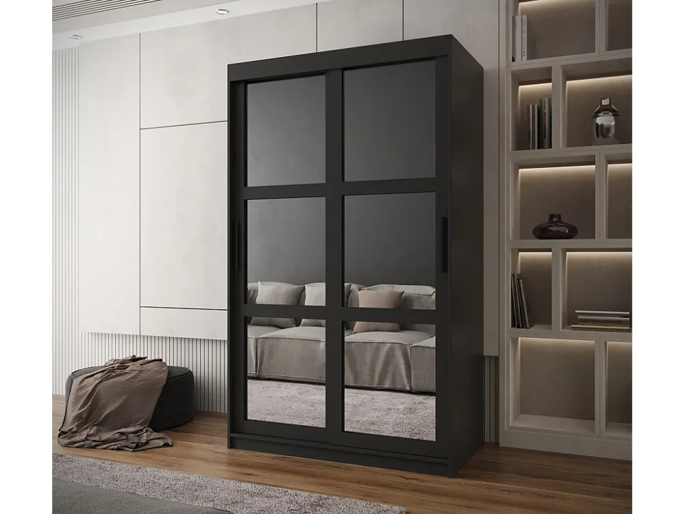 MIROR KLEDINGKAST MET SCHUIFDEUREN 200/120/62 2 deuren (zwart)