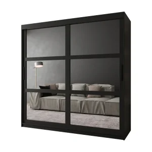 MIROR KLEDINGKAST MET SCHUIFDEUREN 200/200/62 2 deuren (zwart)