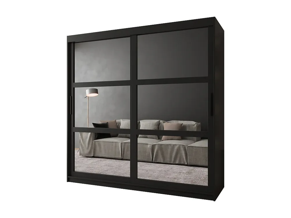 MIROR KLEDINGKAST MET SCHUIFDEUREN 200/200/62 2 deuren (zwart)