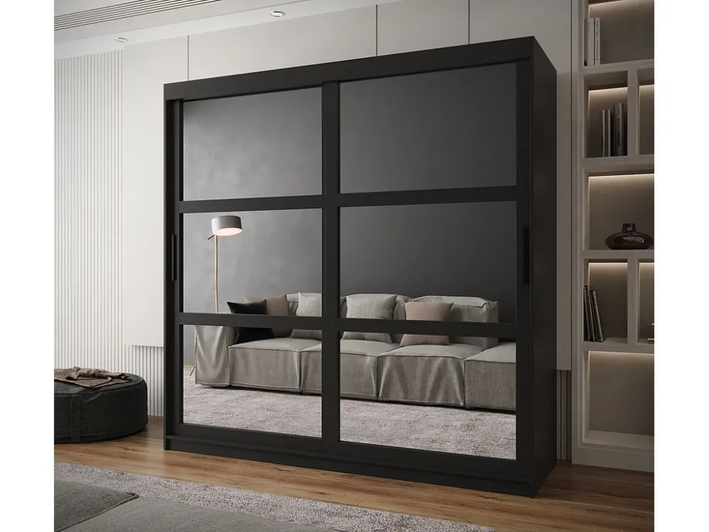 MIROR KLEDINGKAST MET SCHUIFDEUREN 200/200/62 2 deuren (zwart)