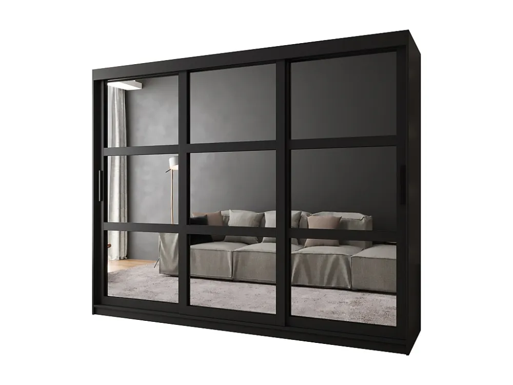 MIROR KLEDINGKAST MET SCHUIFDEUREN 200/250/62 2 deuren (zwart)
