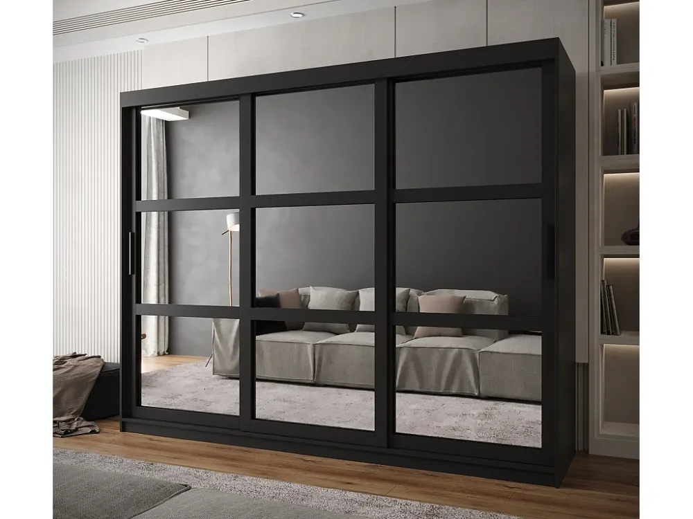 MIROR KLEDINGKAST MET SCHUIFDEUREN 200/250/62 2 deuren (zwart)