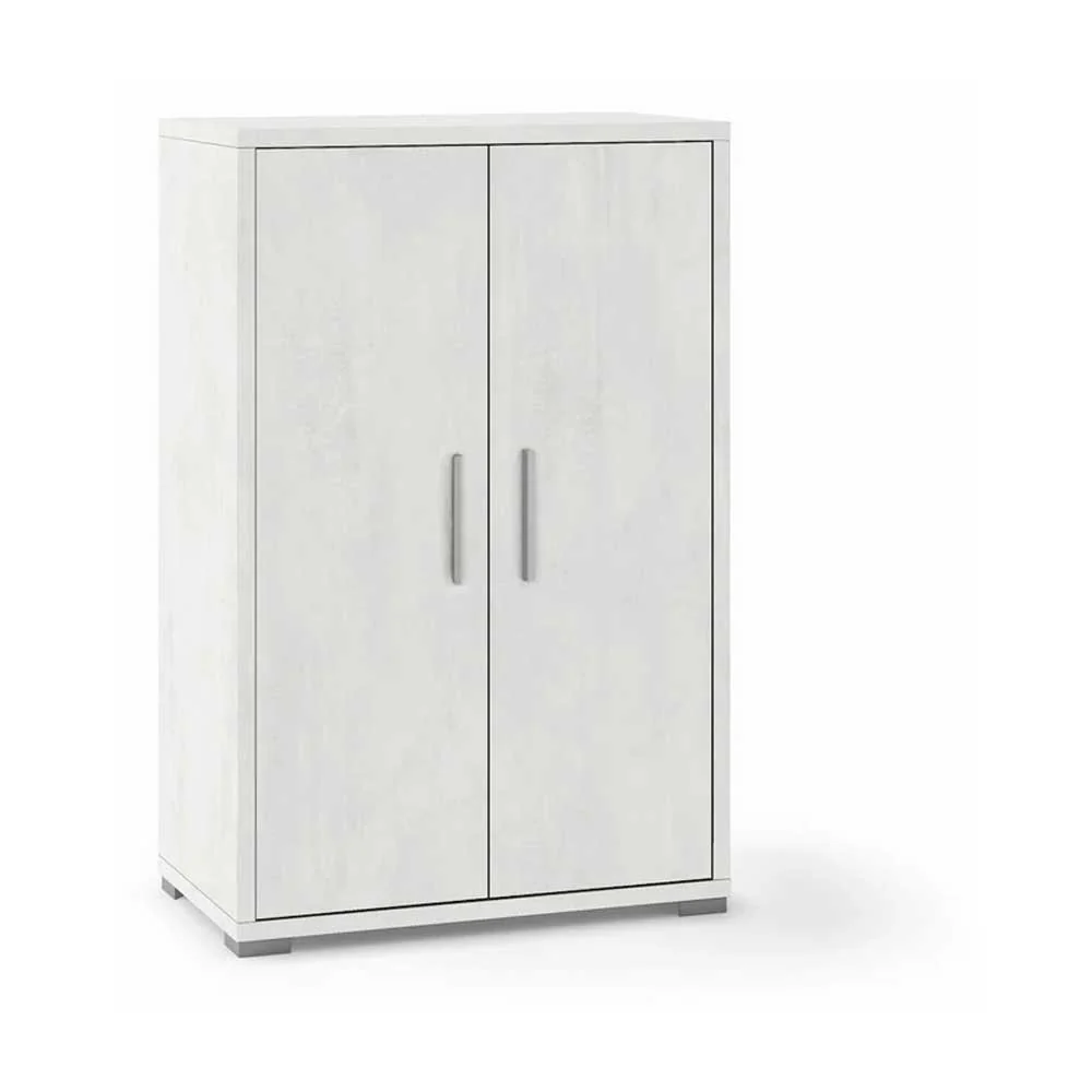 Mobile multipurpose 2 doors and 2 shelves satijn handle, front finish White Oxide and side White Oxide Sarmog