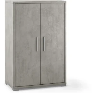 Mobile multipurpose 2 doors and 2 shelves satijnstof handle, front and side cement finish Sarmog