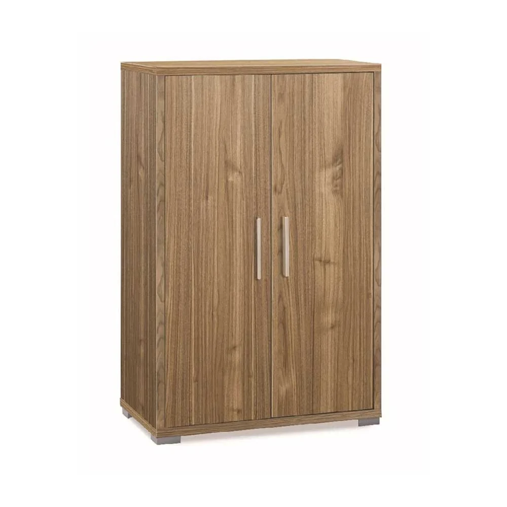 Mobile multipurpose 2 doors and 2 shelves satijnstof handle, front and side finish Stelvio walnut Sarmog