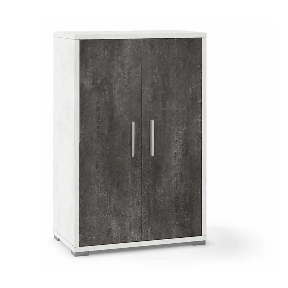 Mobile multipurpose 2 doors and 2 shelves satijnstof handle, front finish Black Oxide and side White Oxide Sarmog