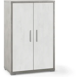 Mobile multipurpose 2 doors and 2 shelves satin handle parelmoer oxide front finish and cement side Sarmog