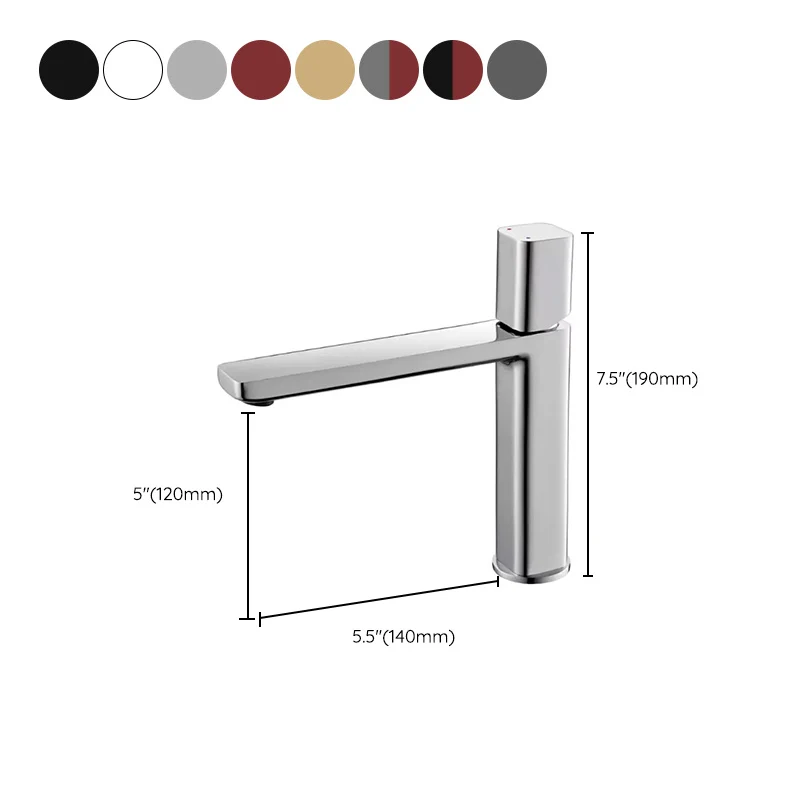 Modern Bathroom Sink Faucet Single Handle Messing Square Faucet Silver