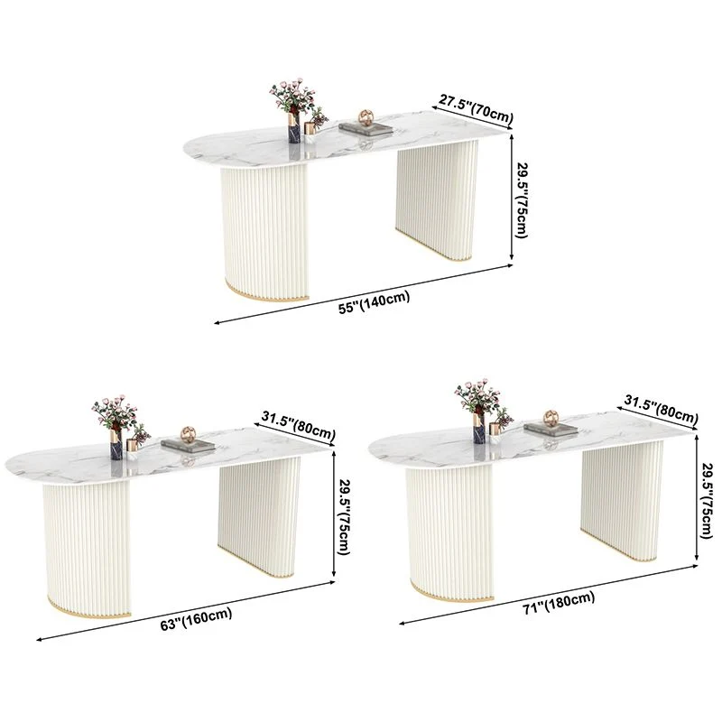Modern Dining Table Sintered Stone Dining Table Tweeling Pedestal Dining Room 55
