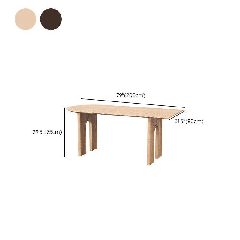 Modern Hout Dining Table Double Pedestal Dinner Table Dining Room 55