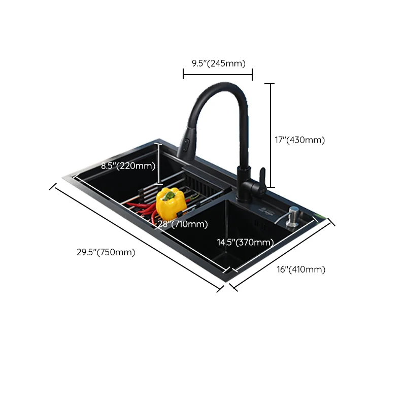 Modern Kitchen Sink Stainless Staal 2 Holes Drop- Wear-resistant Kitchen Sink 30l