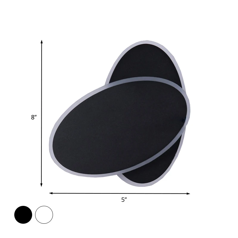 Modern LED Sconce Light White/Black Finish Double Oval Wall Lamp Fixture Kunststof glas Shade Warm/White Light White