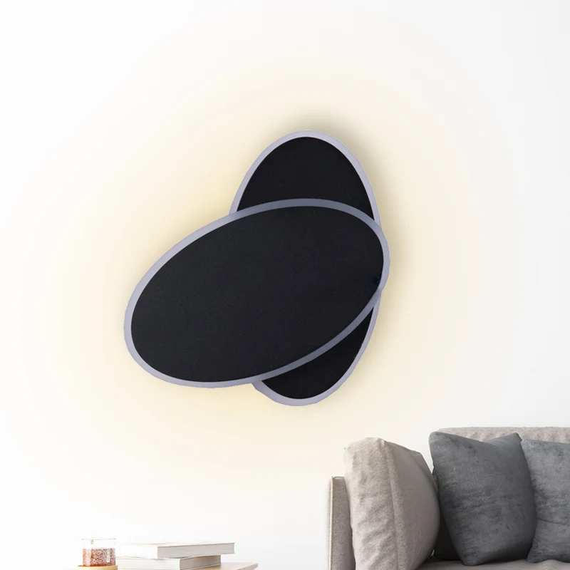 Modern LED Sconce Light White/Black Finish Double Oval Wall Lamp Fixture Kunststof glas Shade Warm/White Light White
