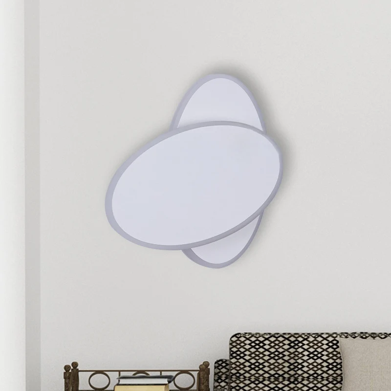 Modern LED Sconce Light White/Black Finish Double Oval Wall Lamp Fixture Kunststof glas Shade Warm/White Light White
