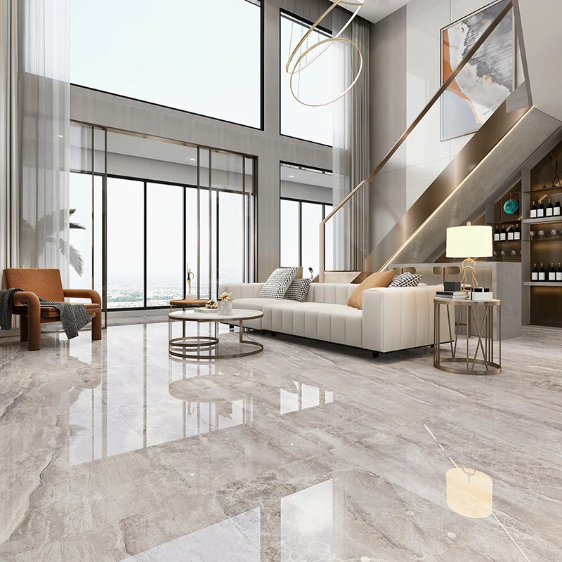 Modern Porcelain Singular Tile Marble Versierd Textured Wall Tile Gray