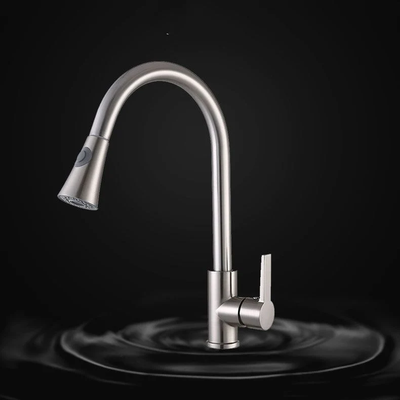 Modern Pull Down Solo Handle Kitchen Faucet 1-Hold Water Faucet