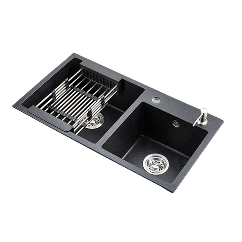 Modern Quartz Kitchen Double Basin Overflow Hole Sink Kitchen Sink Ravenzwart 28l