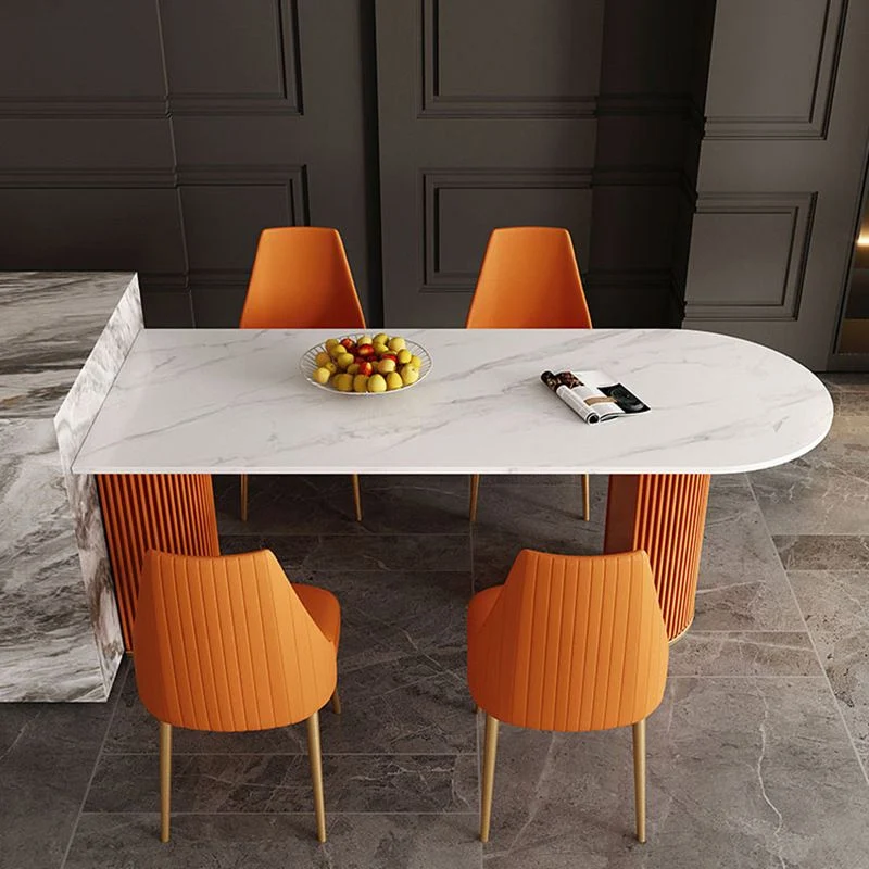 Modern Sintered Stone Dining Table Duo Pedestal Table Dining Room 55