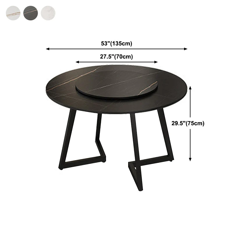 Modern Stone Double Pedestal Dining Table Effen Finish Round Table Kitchen 47