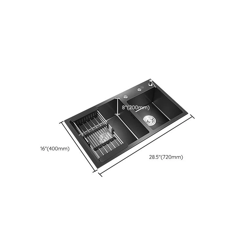 Modern Style Kitchen Sink Niet-roestend Steel Kitchen Double Sink Black 28l
